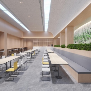 现代职工餐厅3D模型下载